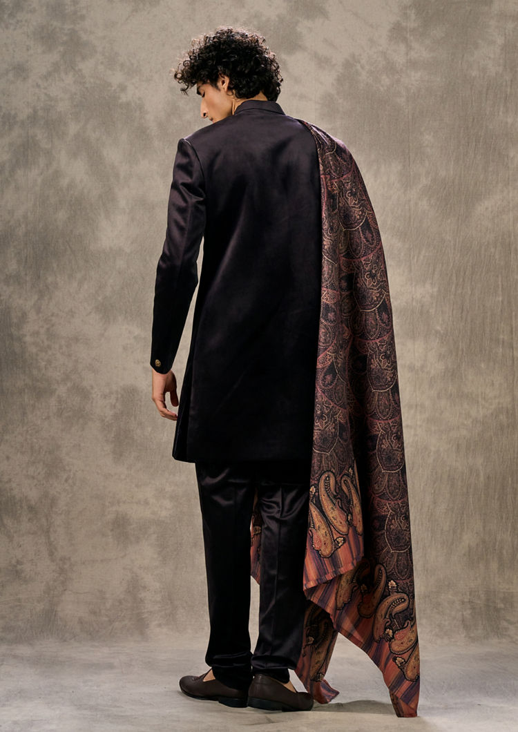 Twamev Men Velvety Purple Elegance Indo Western