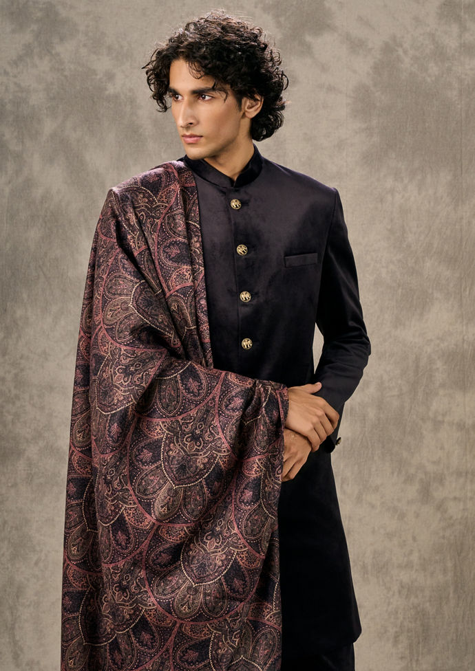 Twamev Men Velvety Purple Elegance Indo Western