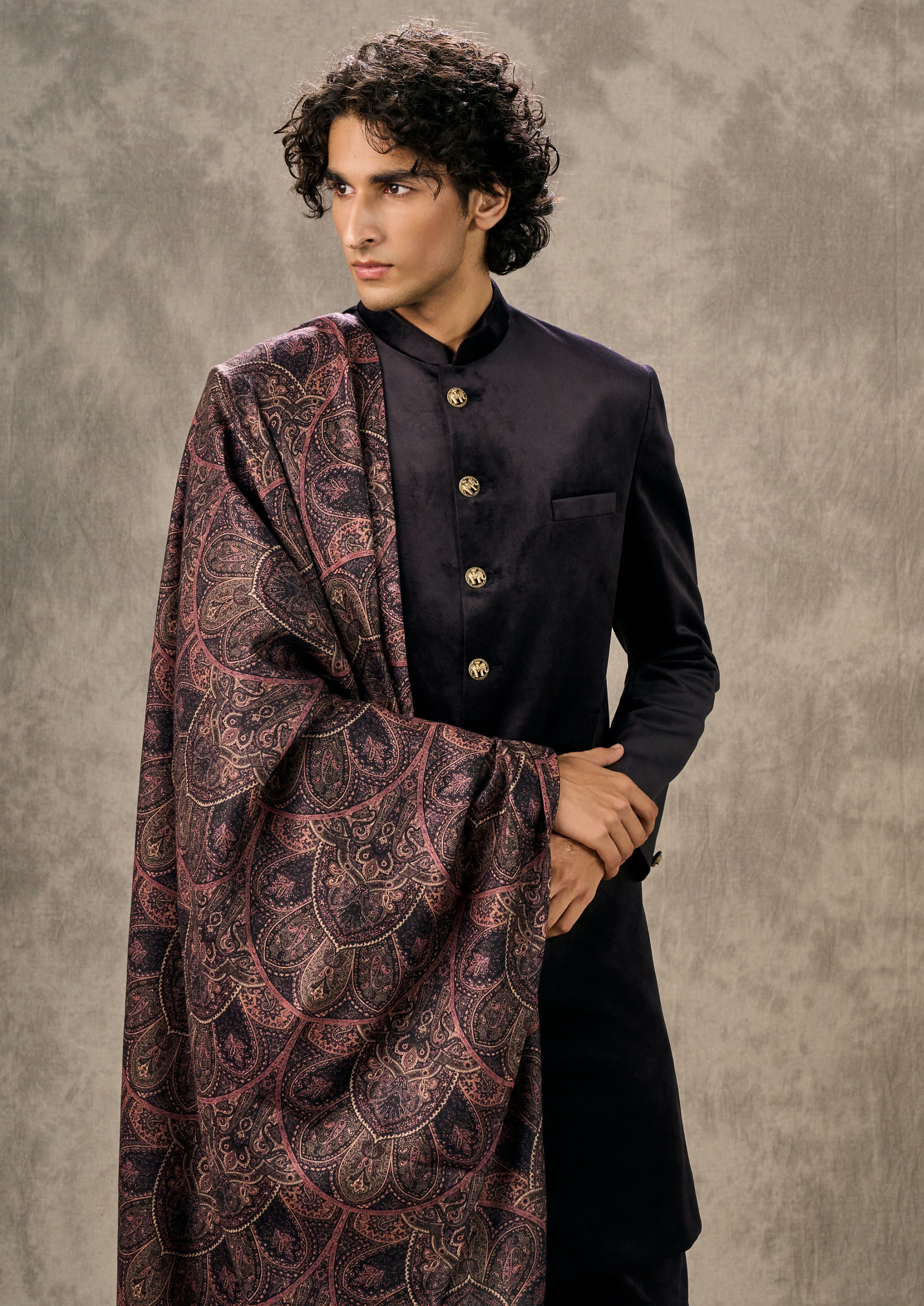 Twamev Men Velvety Purple Elegance Indo Western
