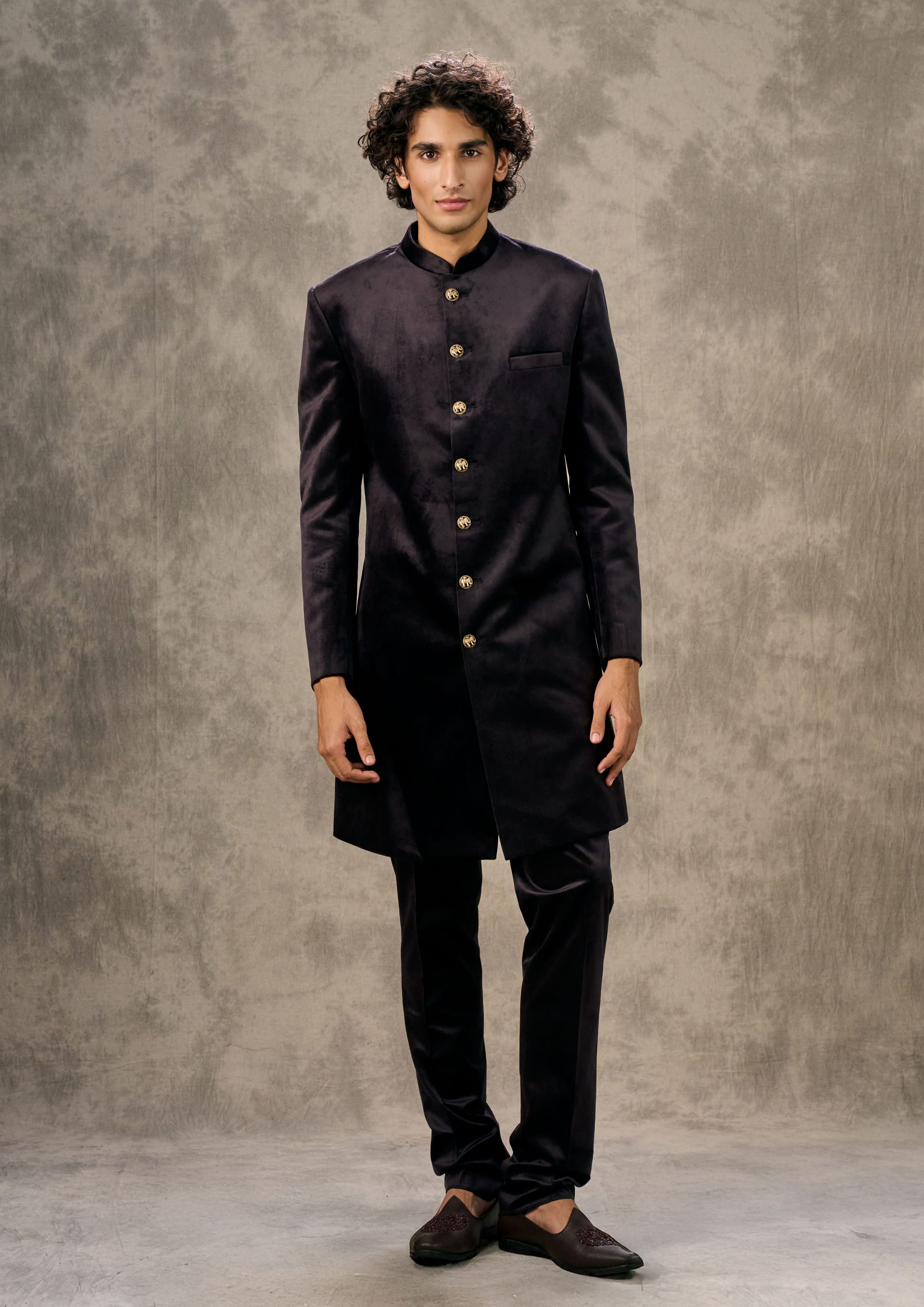 Twamev Men Velvety Purple Elegance Indo Western