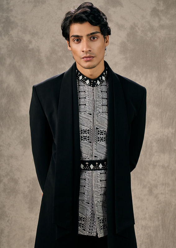 Twamev Men Black Glamour Indo Western