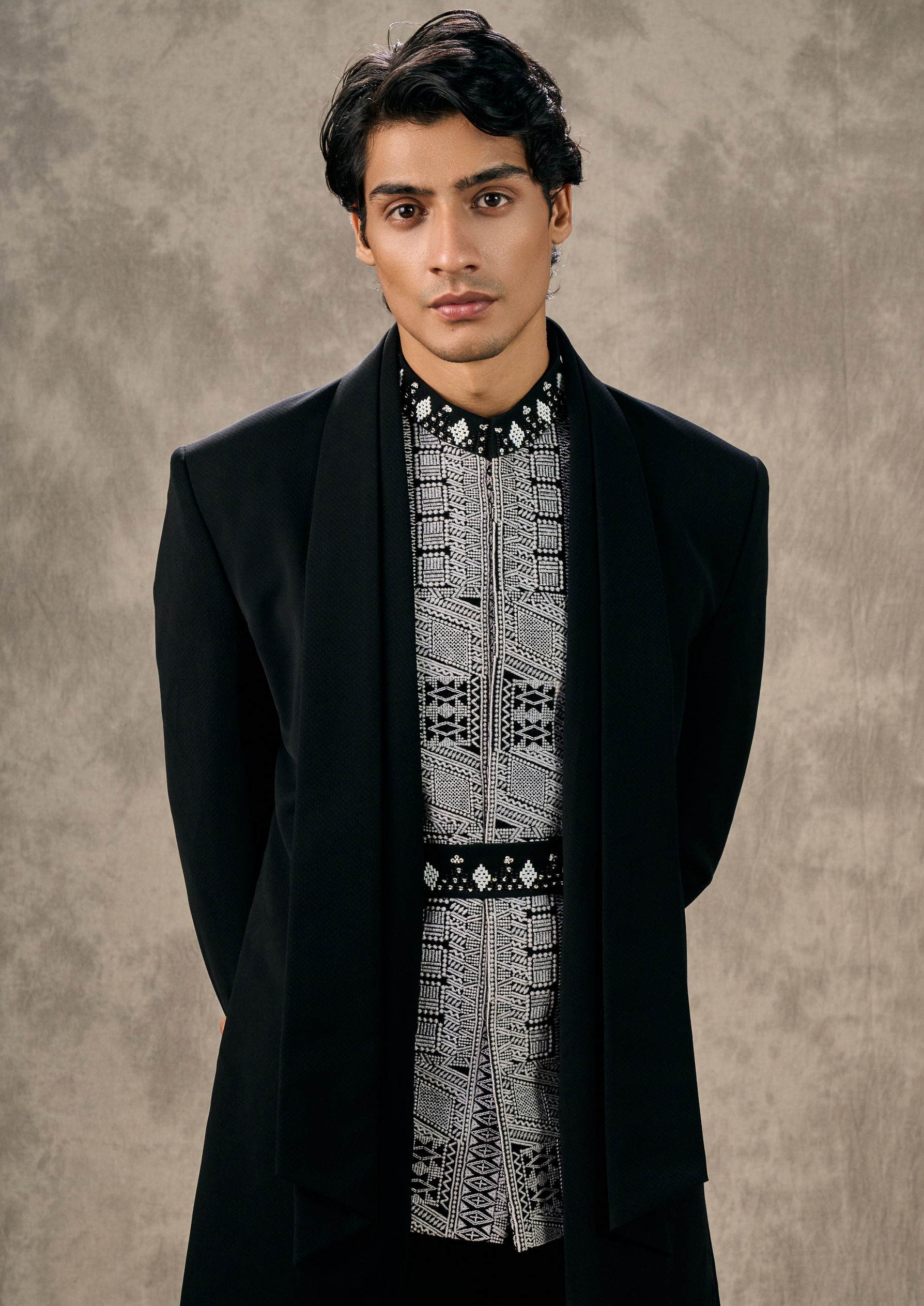 Twamev Men Black Glamour Indo Western