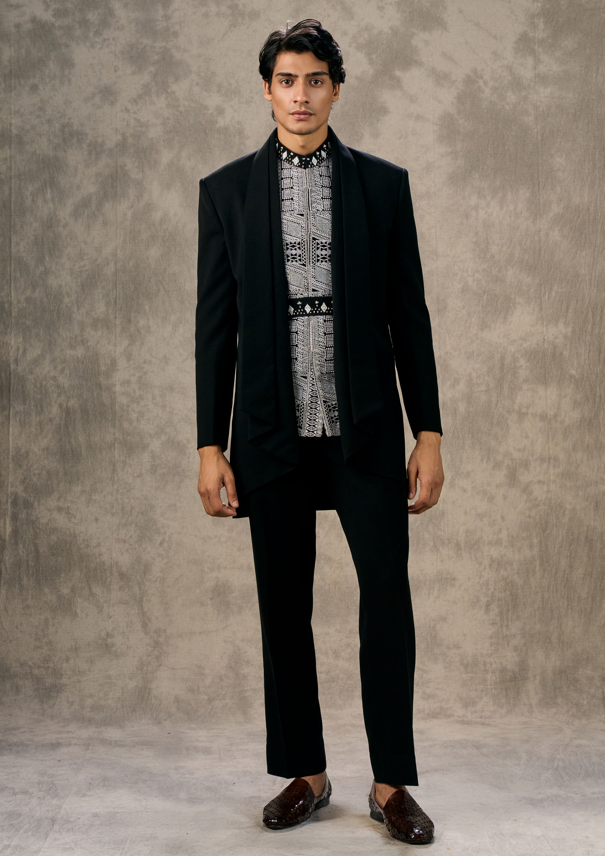 Twamev Men Black Glamour Indo Western