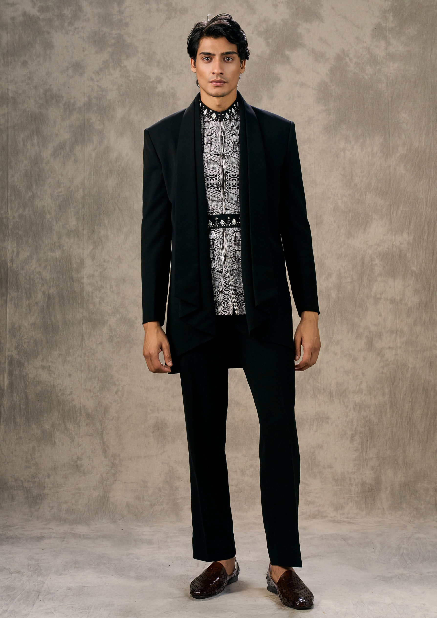 Twamev Men Black Glamour Indo Western