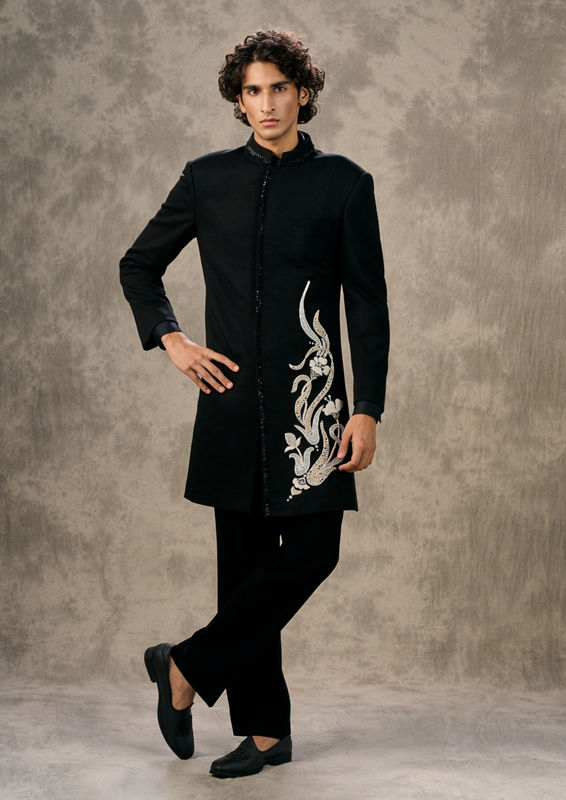 Twamev Men Black Radiance Indo Western