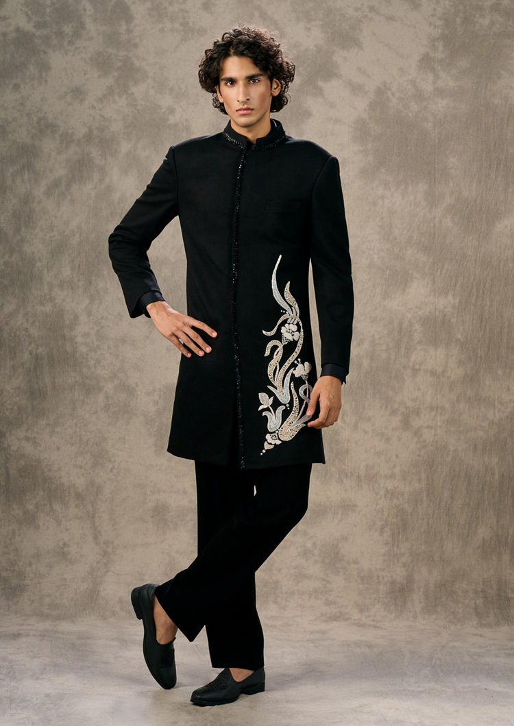 Twamev Men Black Radiance Indo Western