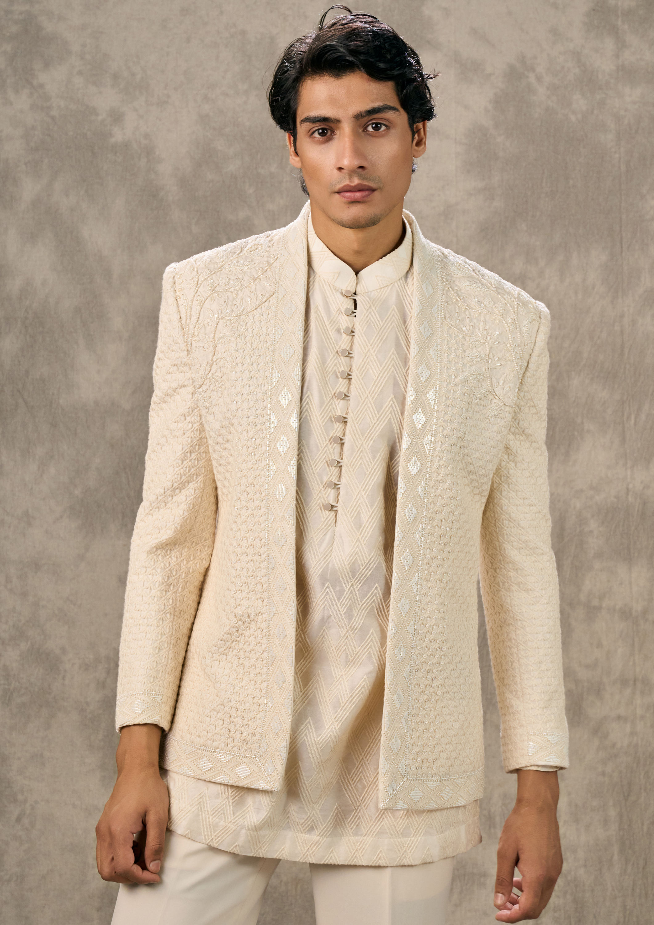 Twamev Men Elegant Cream Indo Western