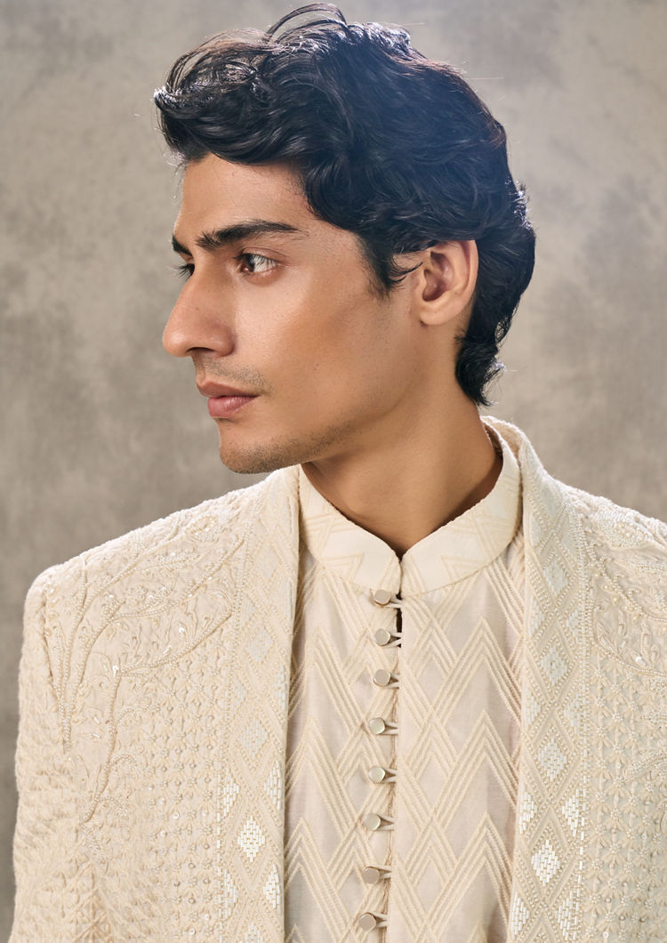 Twamev Men Elegant Cream Indo Western