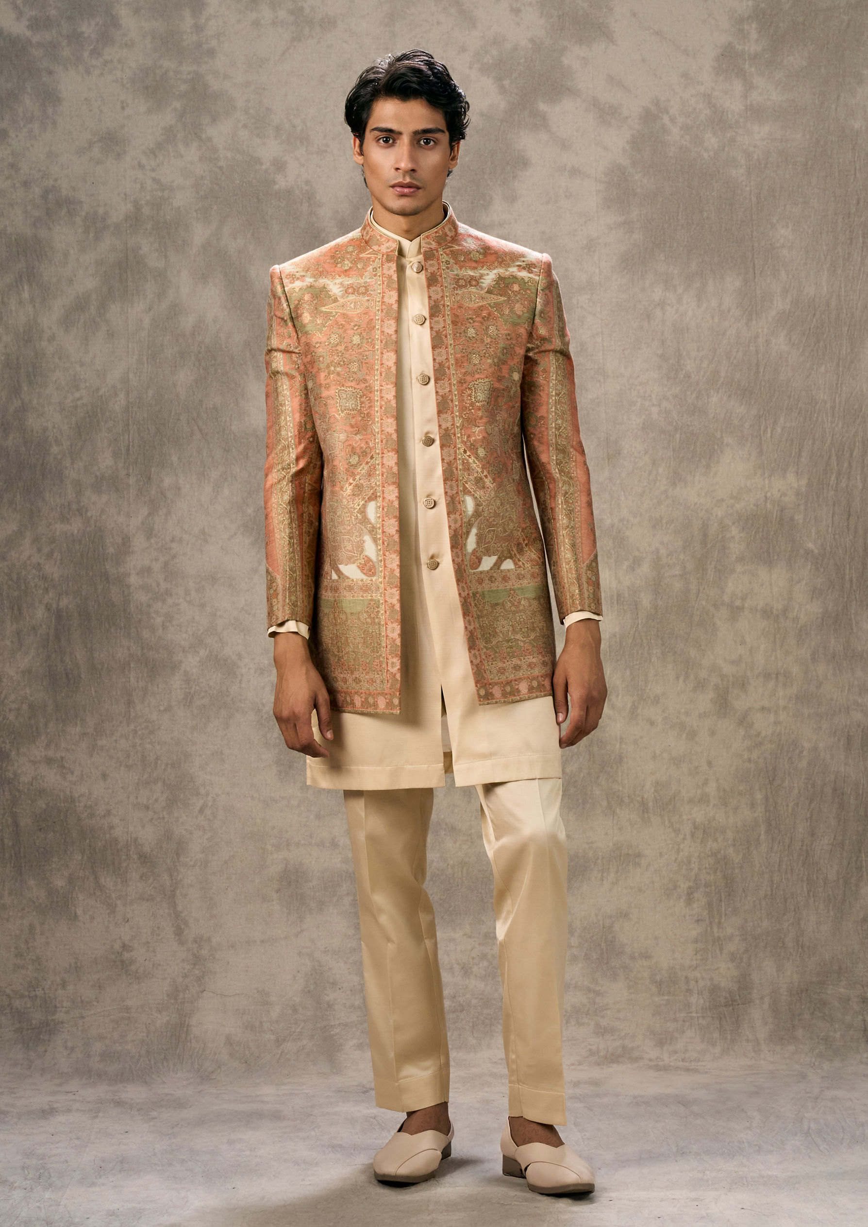 Twamev Men Exquisite Orange Indo Western