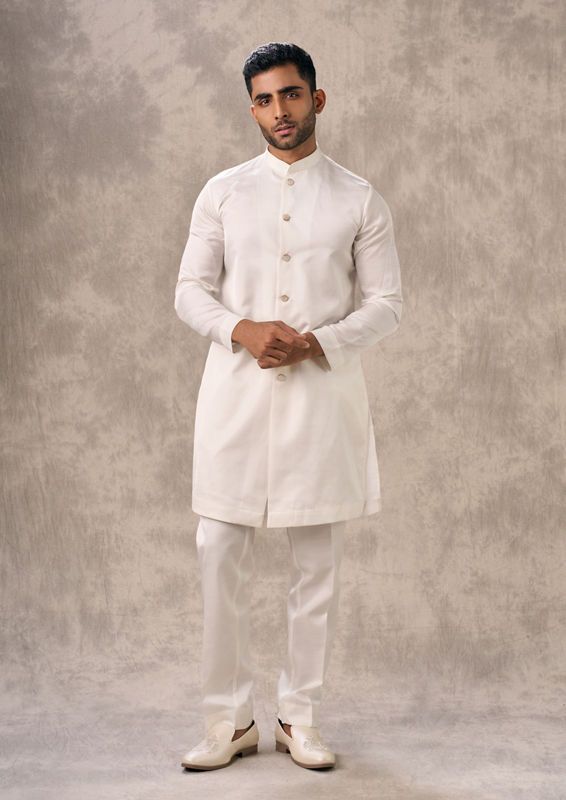 Twamev Men Light Blue Georgette Ensemble Indo Western