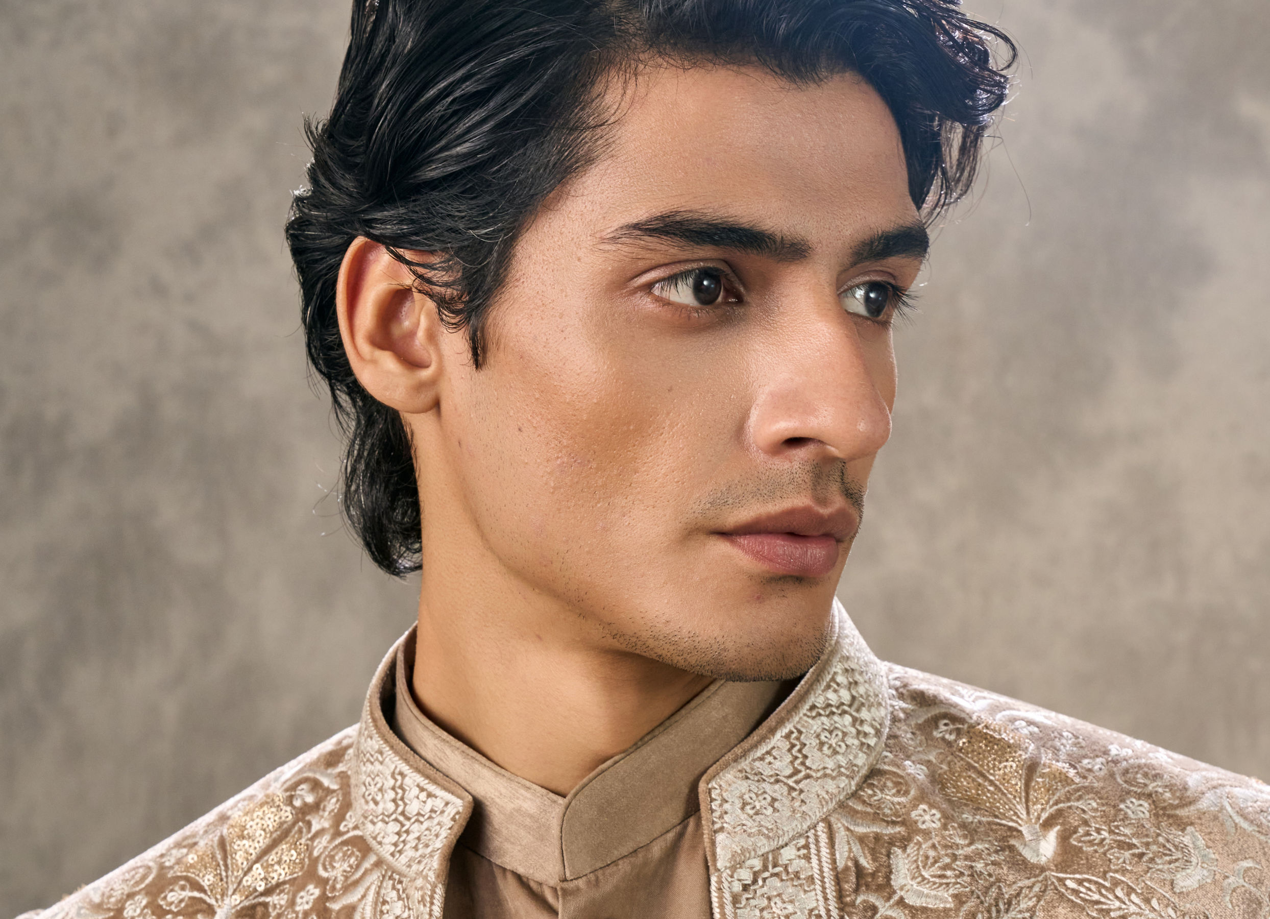 Twamev Men Fawn Velvet Elegance Indo Western