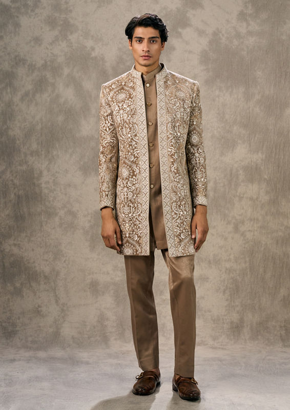 Twamev Men Fawn Velvet Elegance Indo Western