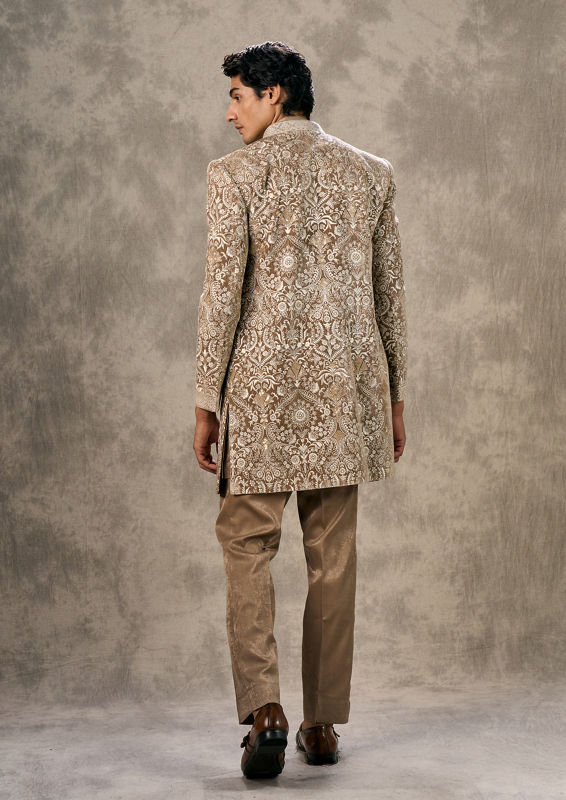 Twamev Men Fawn Velvet Elegance Indo Western