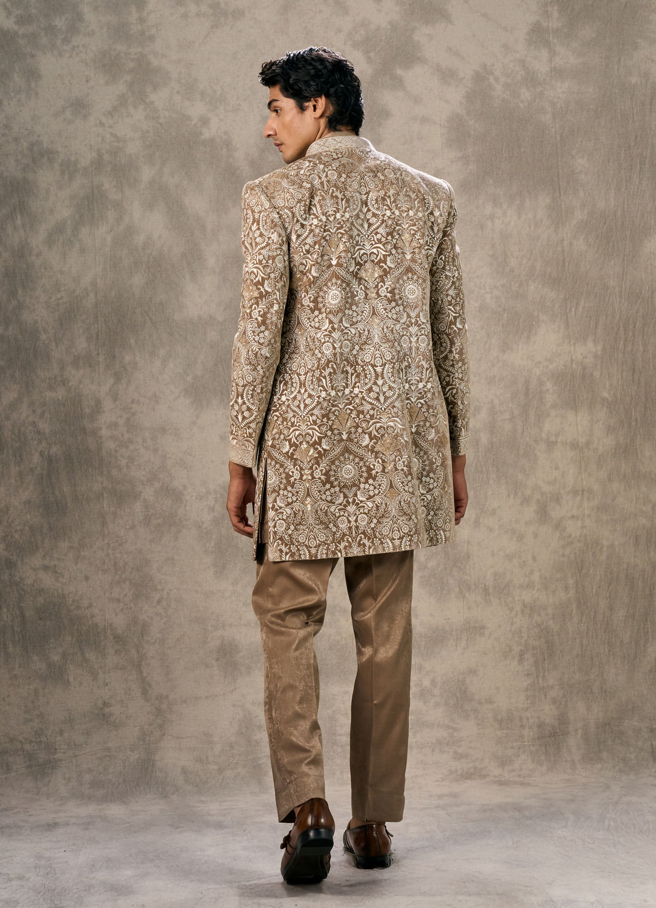 Twamev Men Fawn Velvet Elegance Indo Western