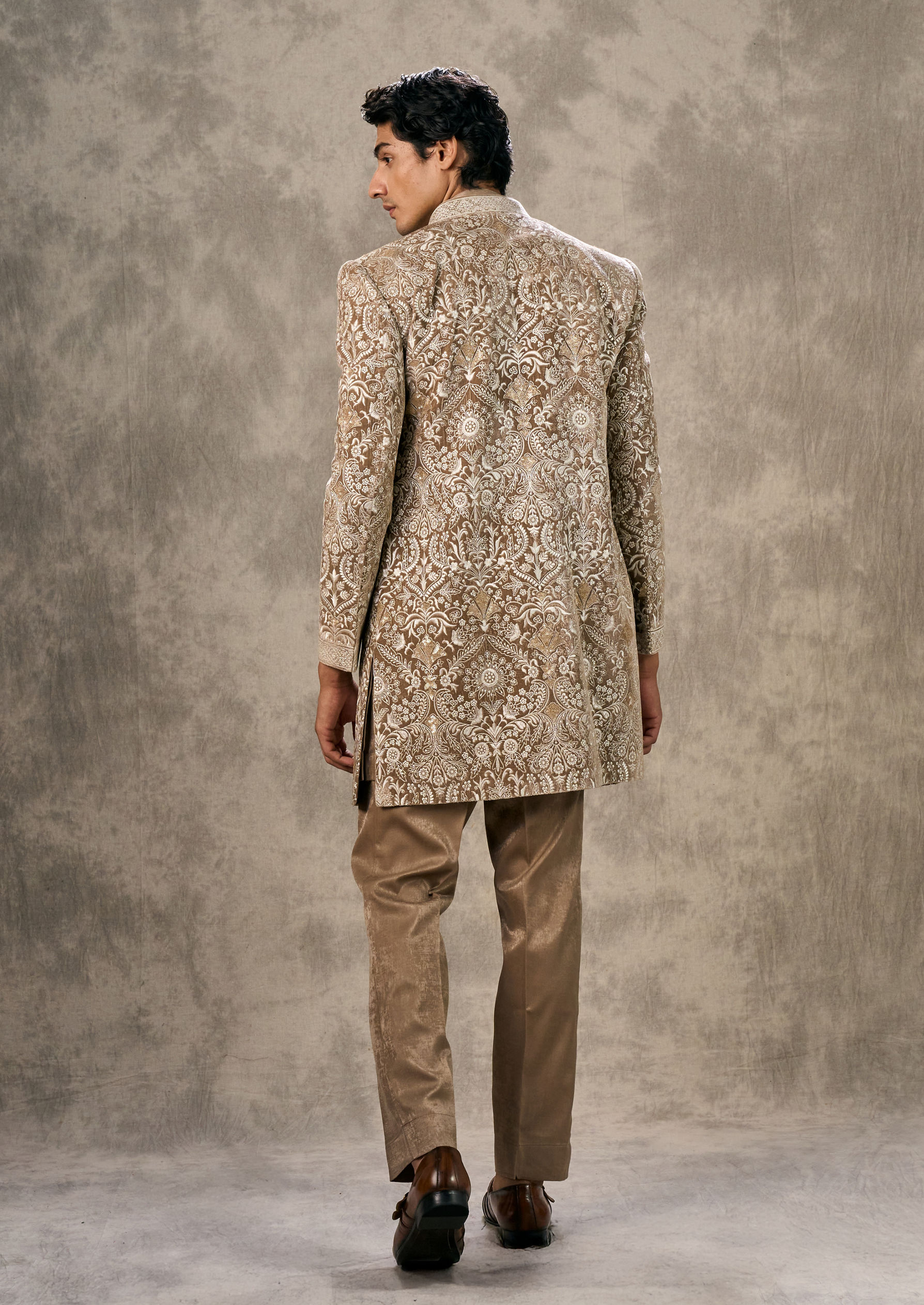 Twamev Men Fawn Velvet Elegance Indo Western