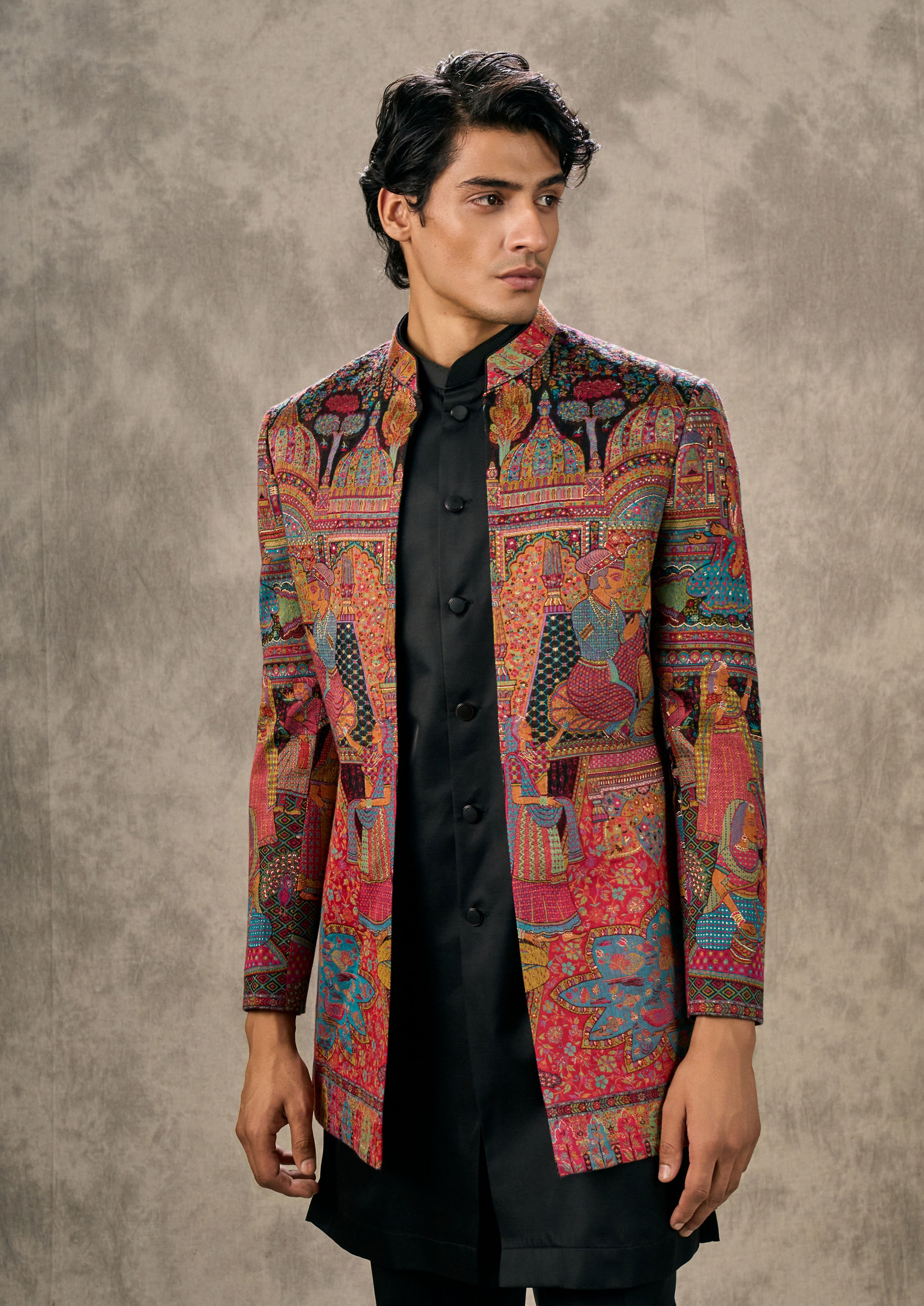 Twamev Men Black Grandeur Ensemble Indo Western