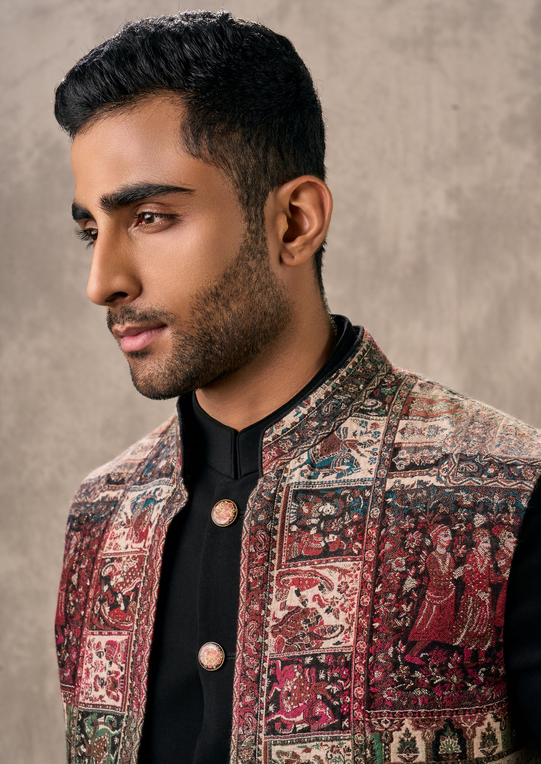 Twamev Men Sophisticated Black Indo Western Ensemble