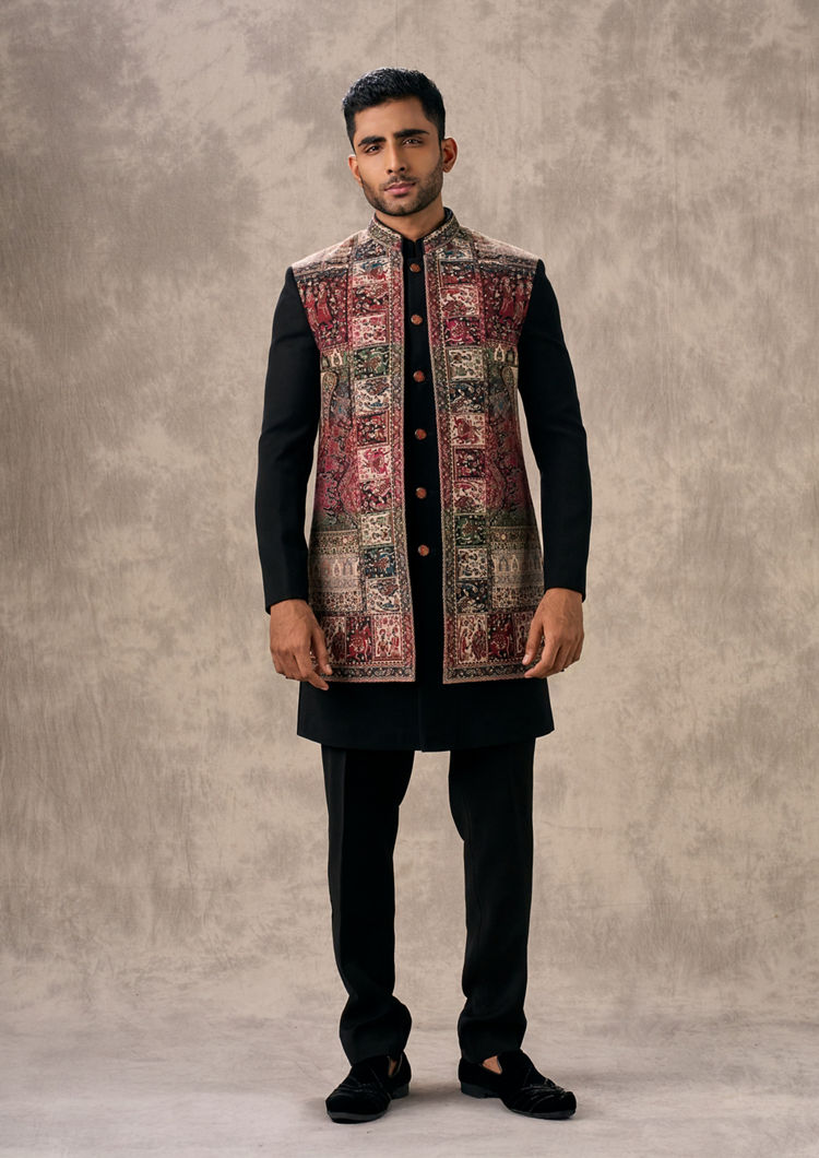 Twamev Men Sophisticated Black Indo Western Ensemble