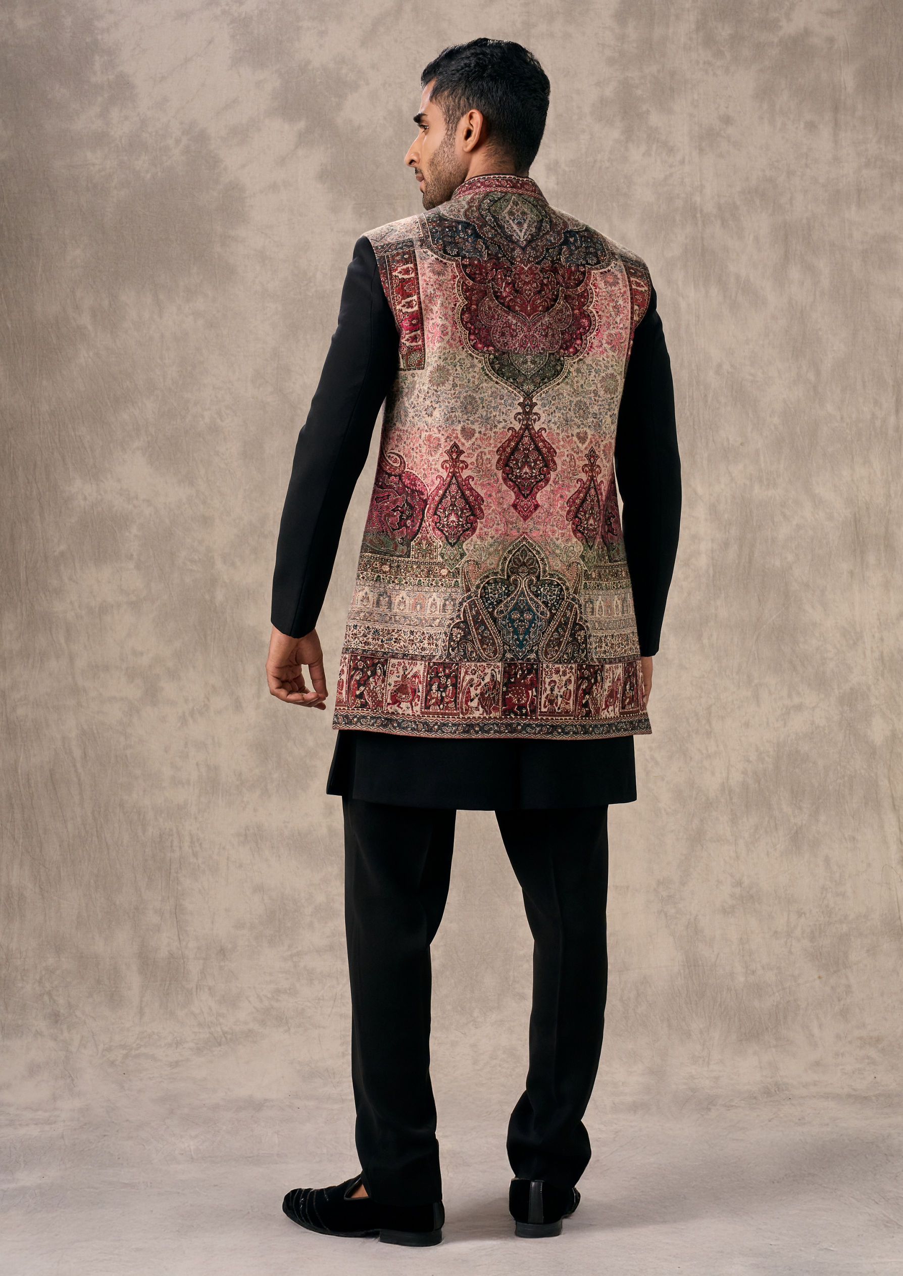 Twamev Men Sophisticated Black Indo Western Ensemble