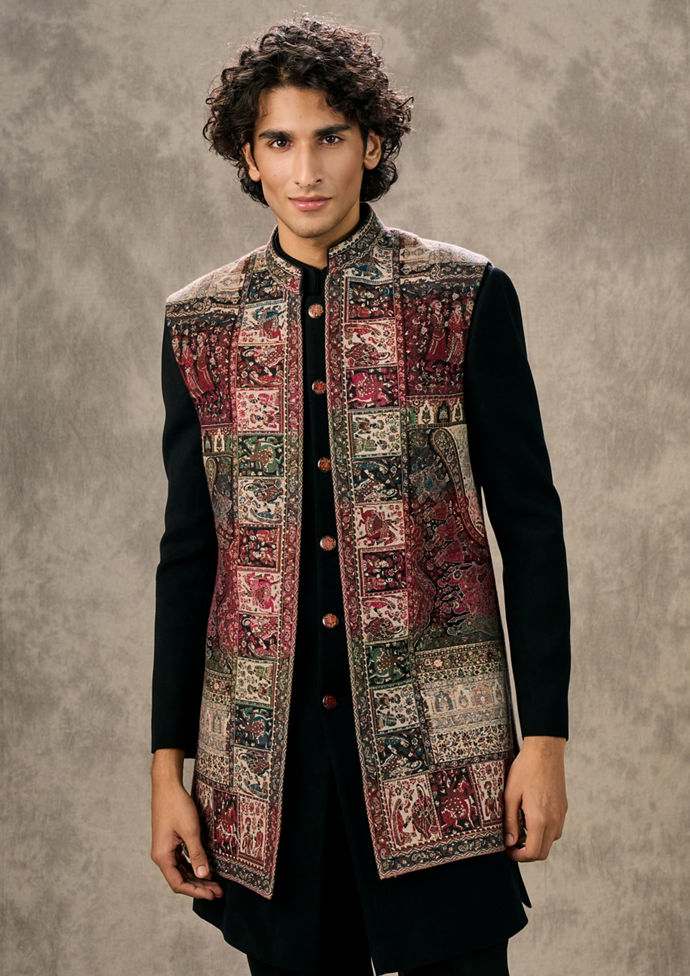 Twamev Men Radiant Black Indo Western