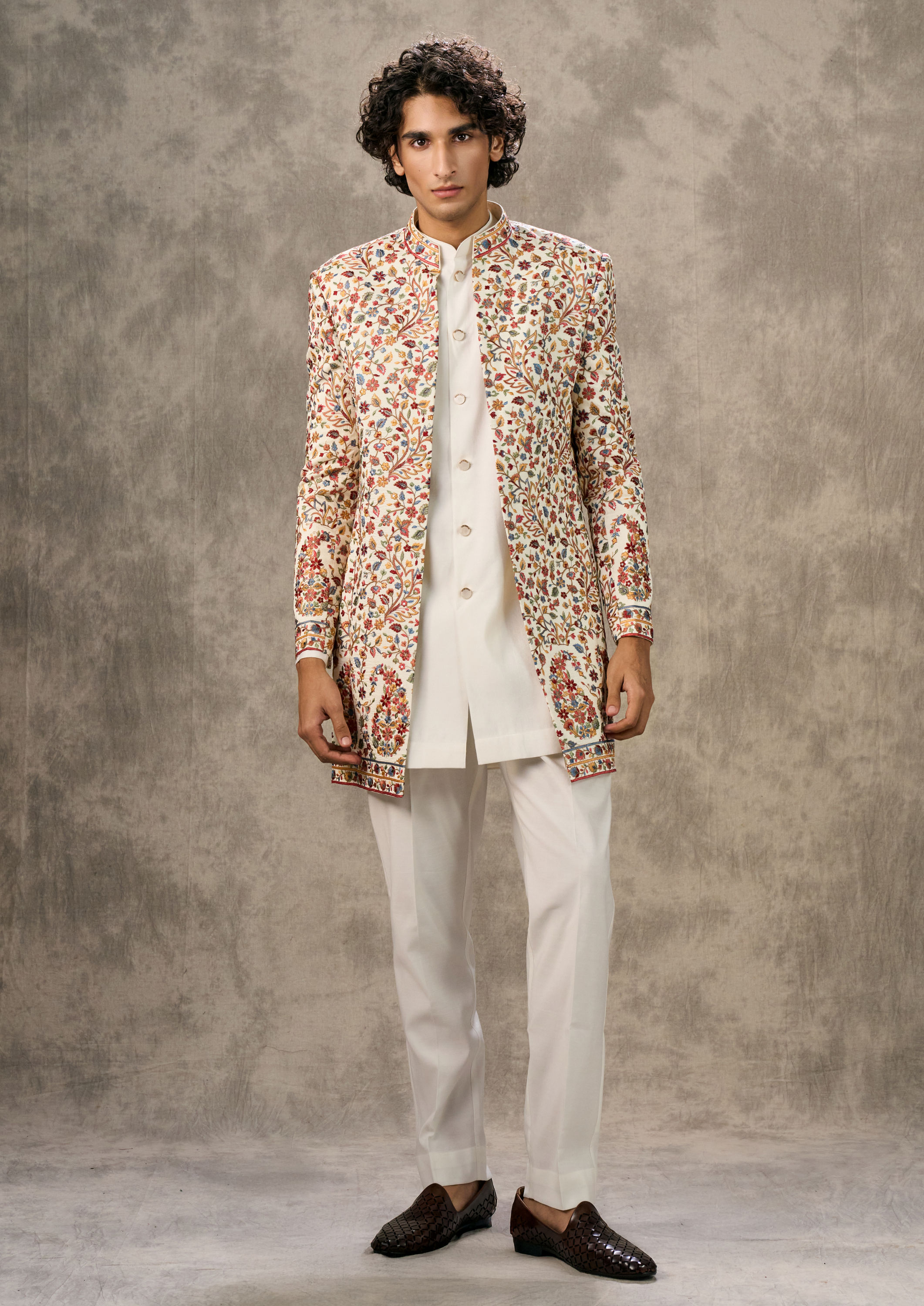 Twamev Men Twirl in Cream Elegance Indo Western