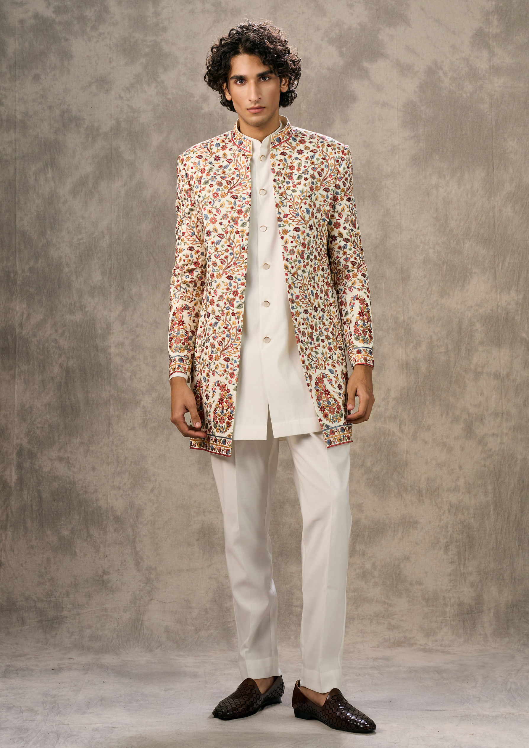 Twamev Men Twirl in Cream Elegance Indo Western