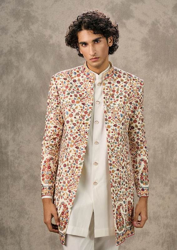 Twamev Men Twirl in Cream Elegance Indo Western