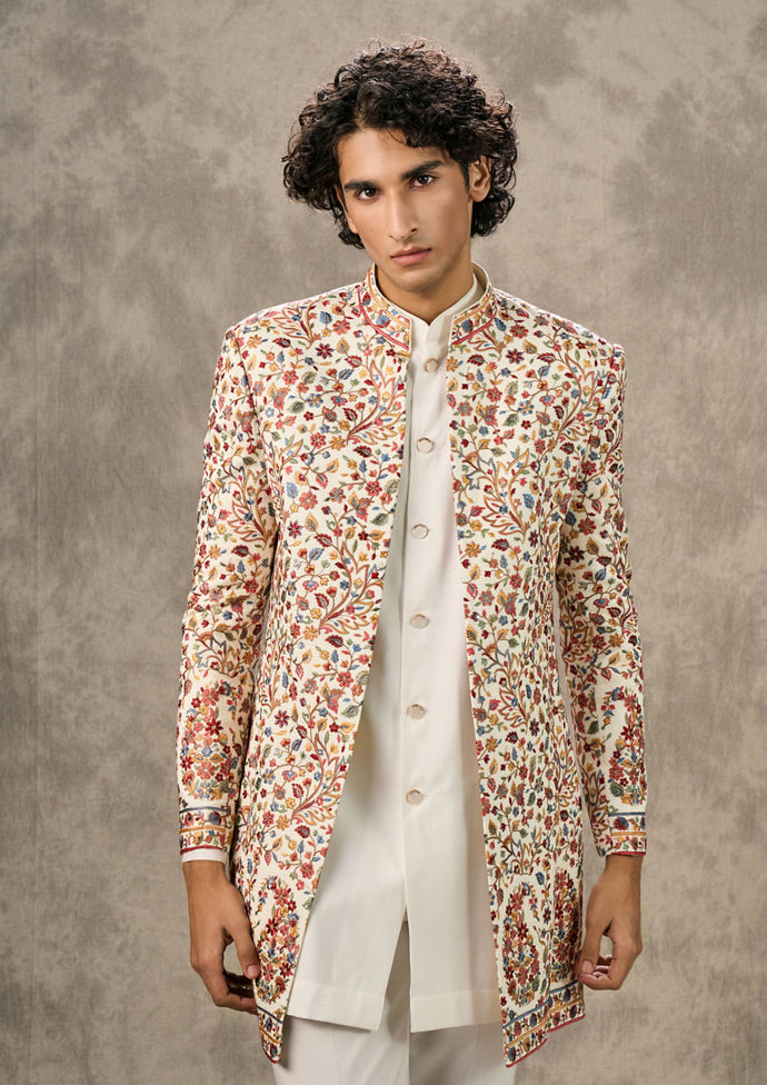 Twamev Men Twirl in Cream Elegance Indo Western