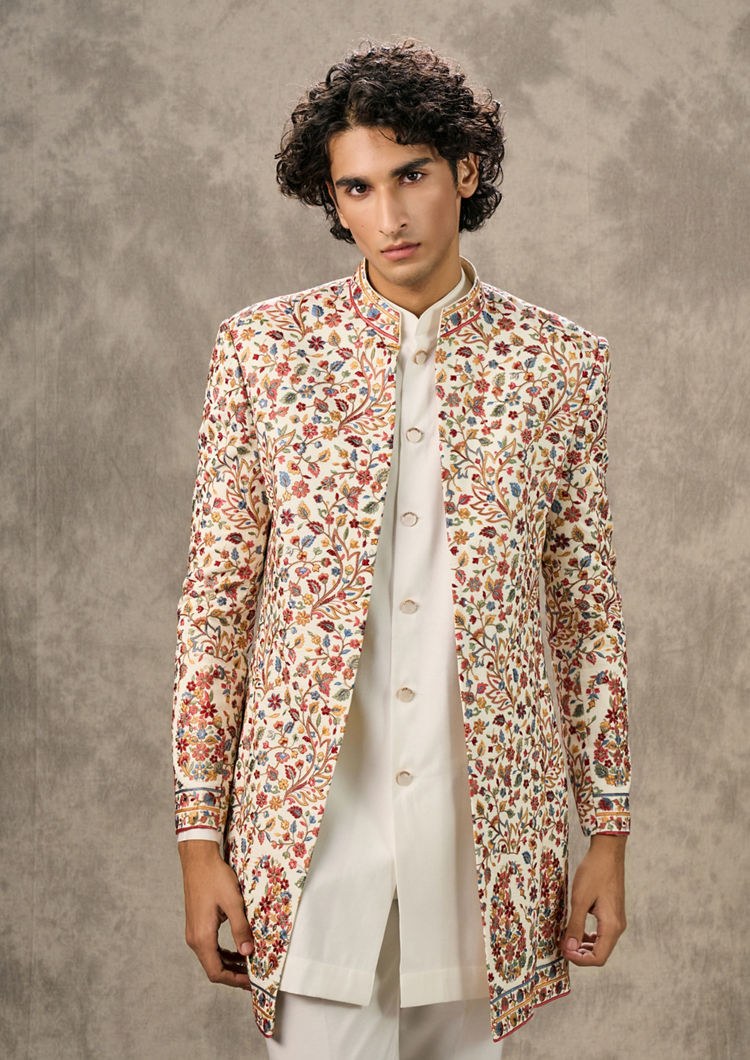 Twamev Men Twirl in Cream Elegance Indo Western