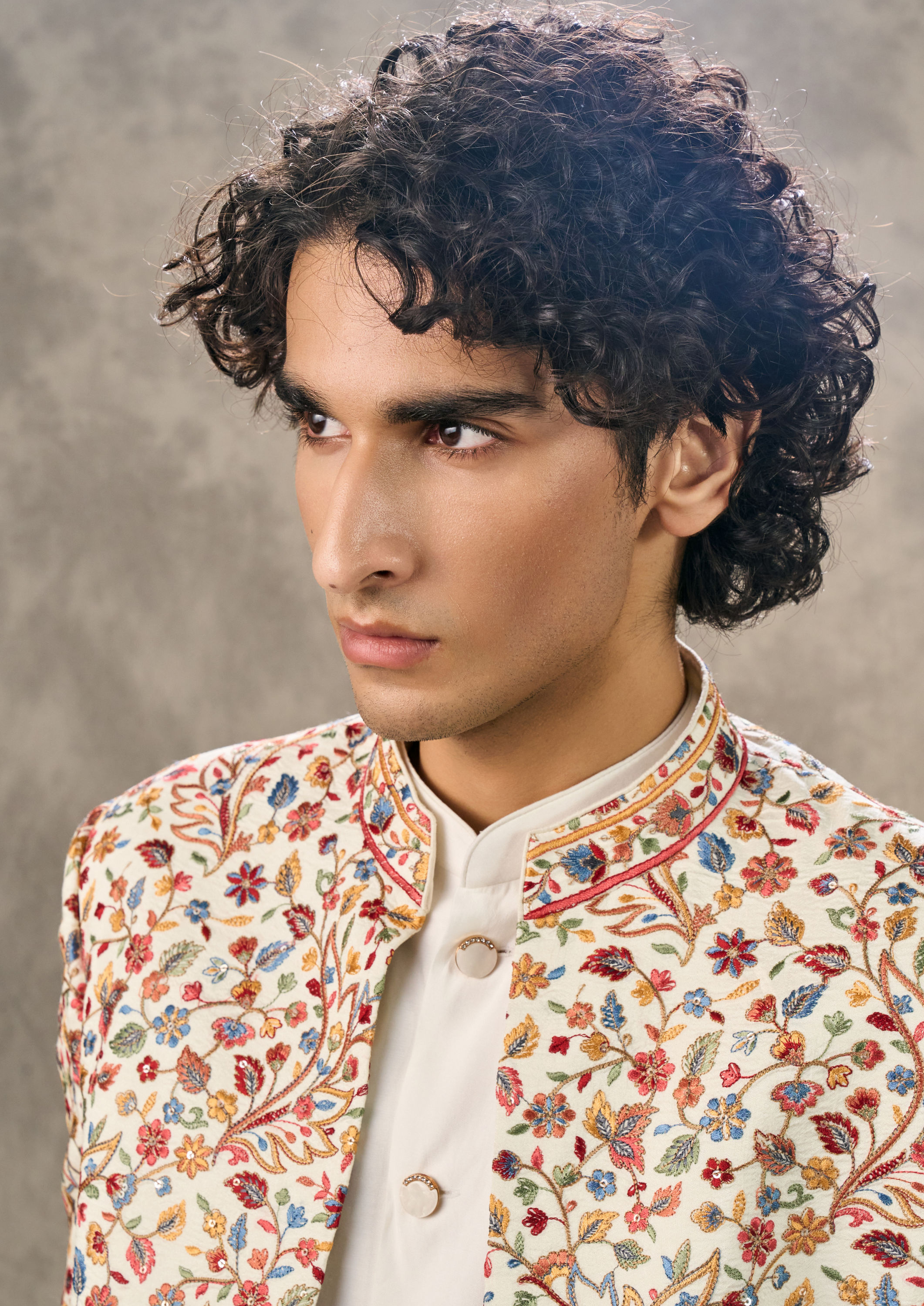 Twamev Men Twirl in Cream Elegance Indo Western