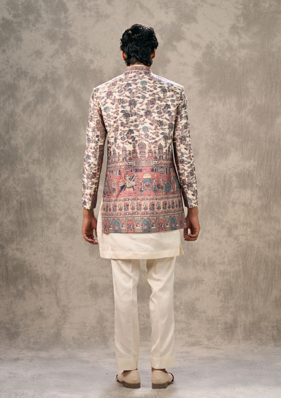 Twamev Men Twirling Cream Charm Indo Western