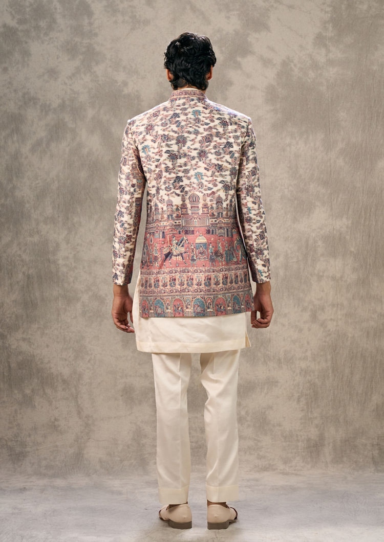 Twamev Men Twirling Cream Charm Indo Western