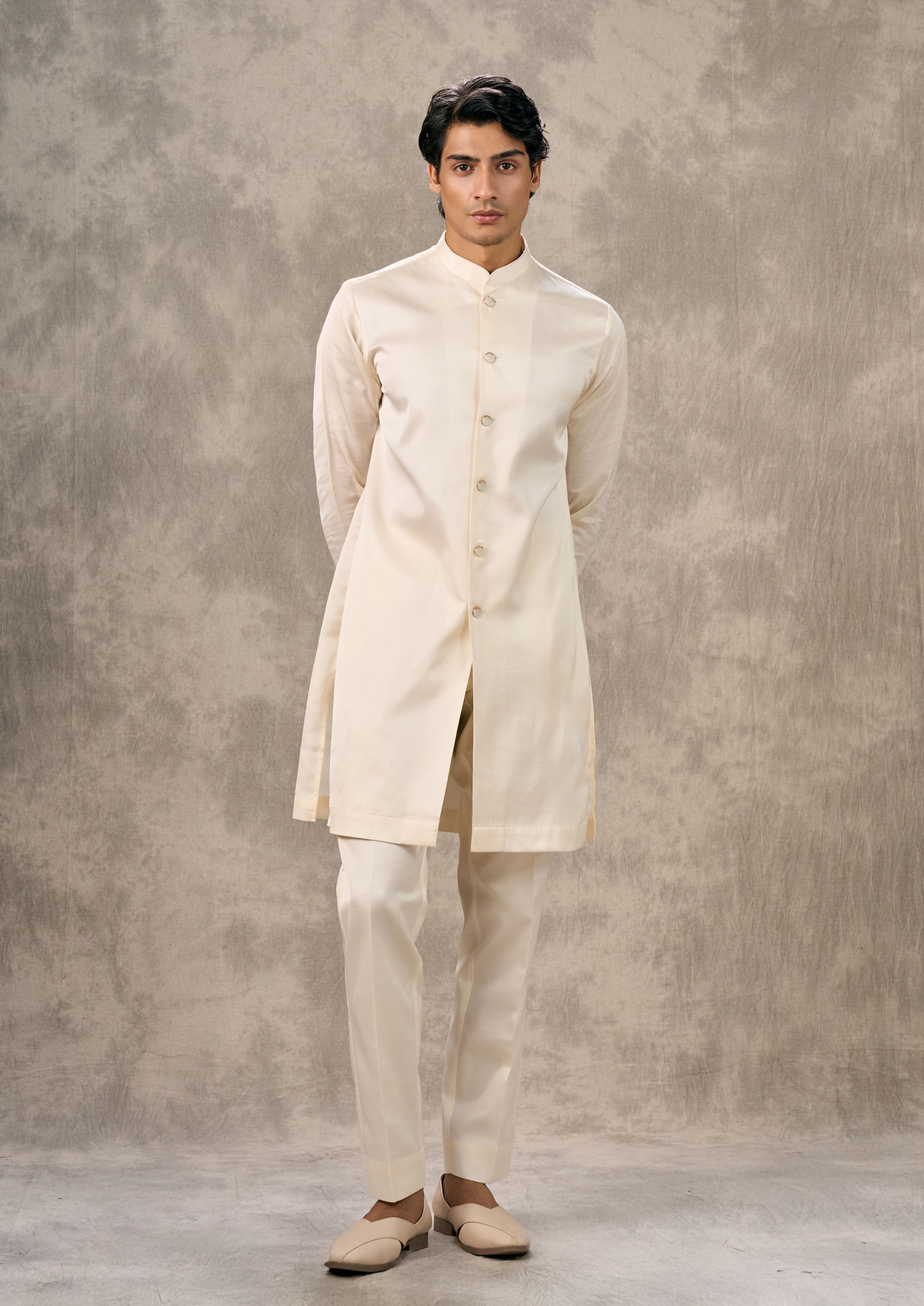 Twamev Men Twirling Cream Charm Indo Western