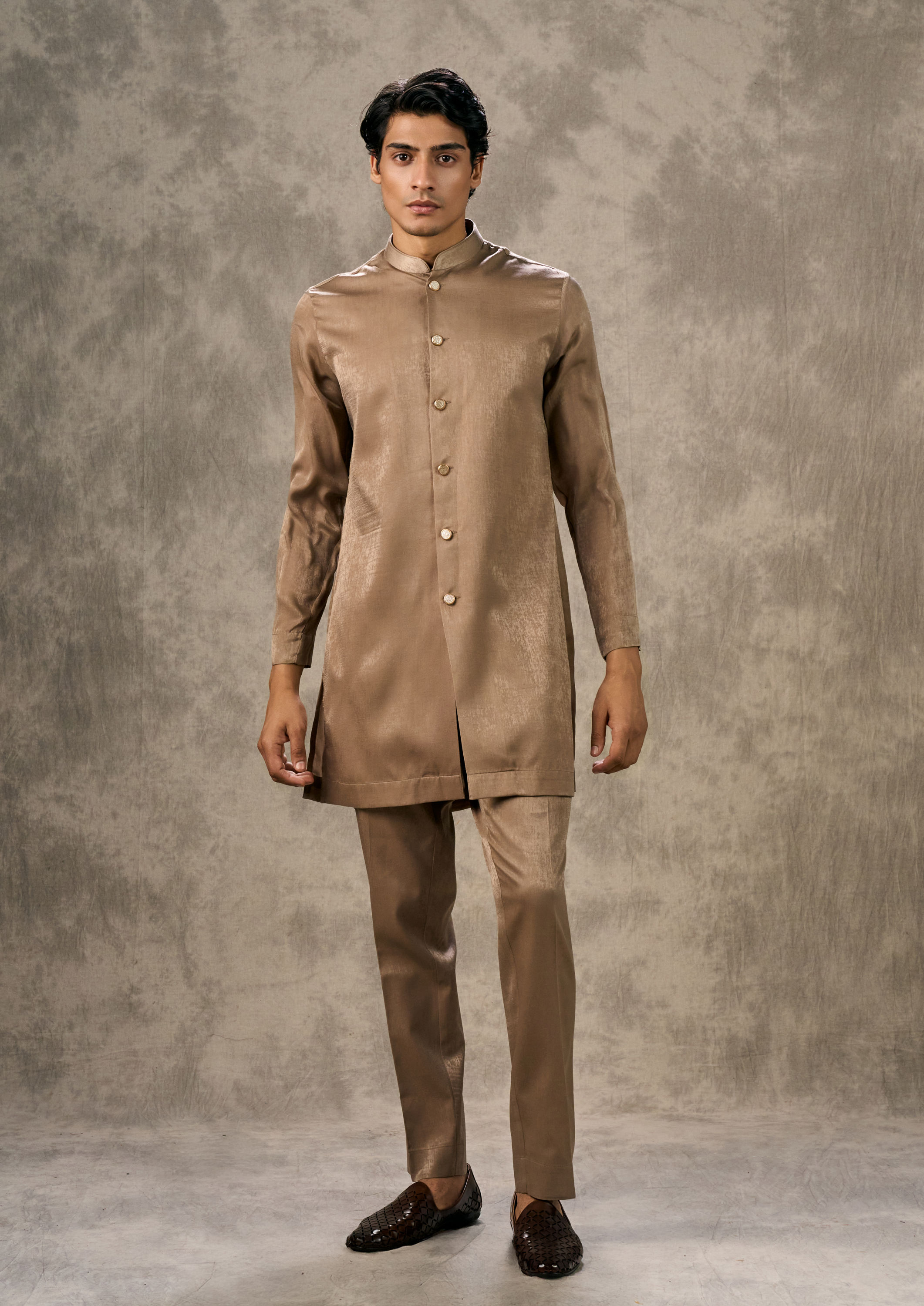Twamev Men Cream Velvet Elegance Indo Western