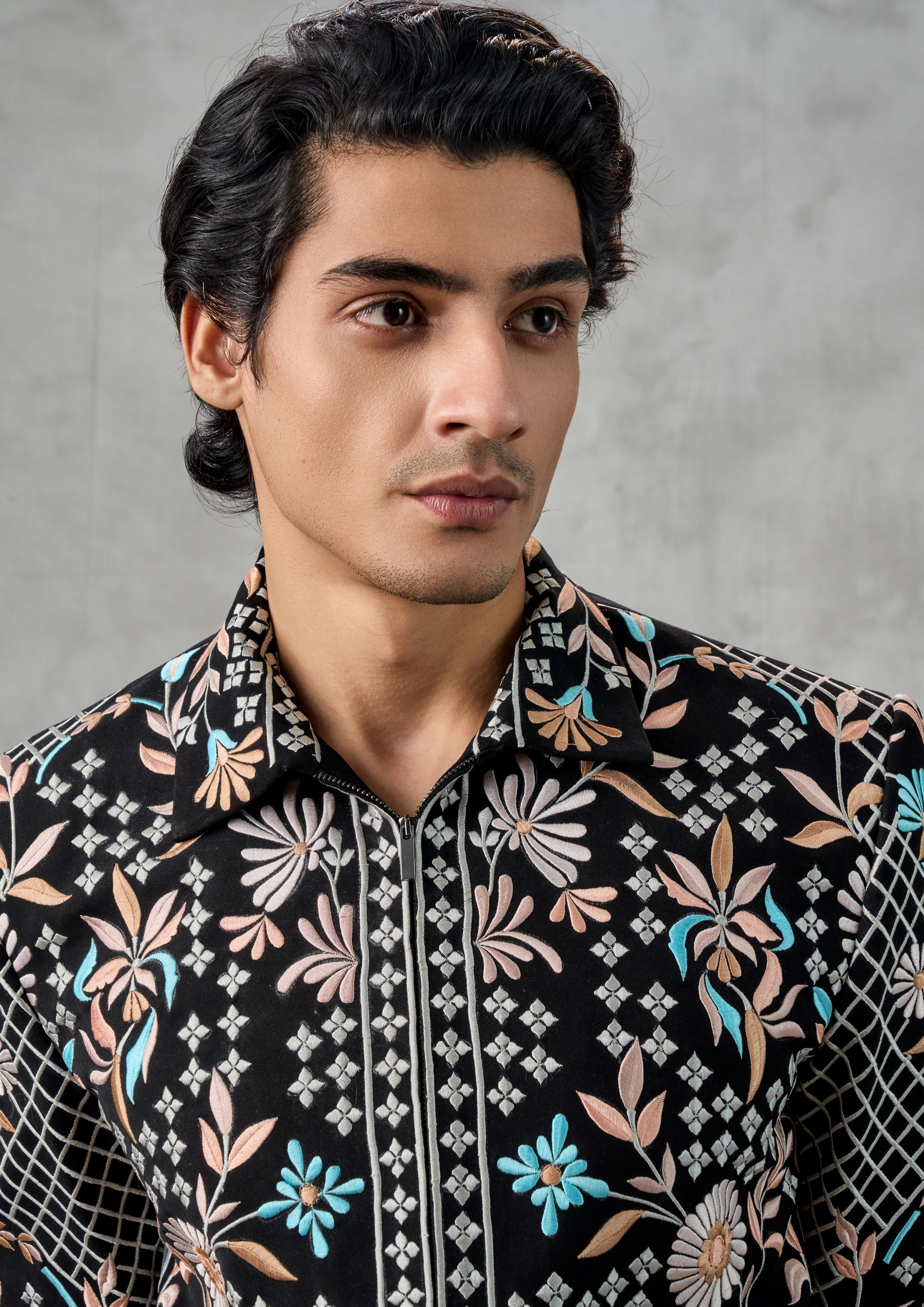 Twamev Men Black Terrywool Dashing Bomber Jacket