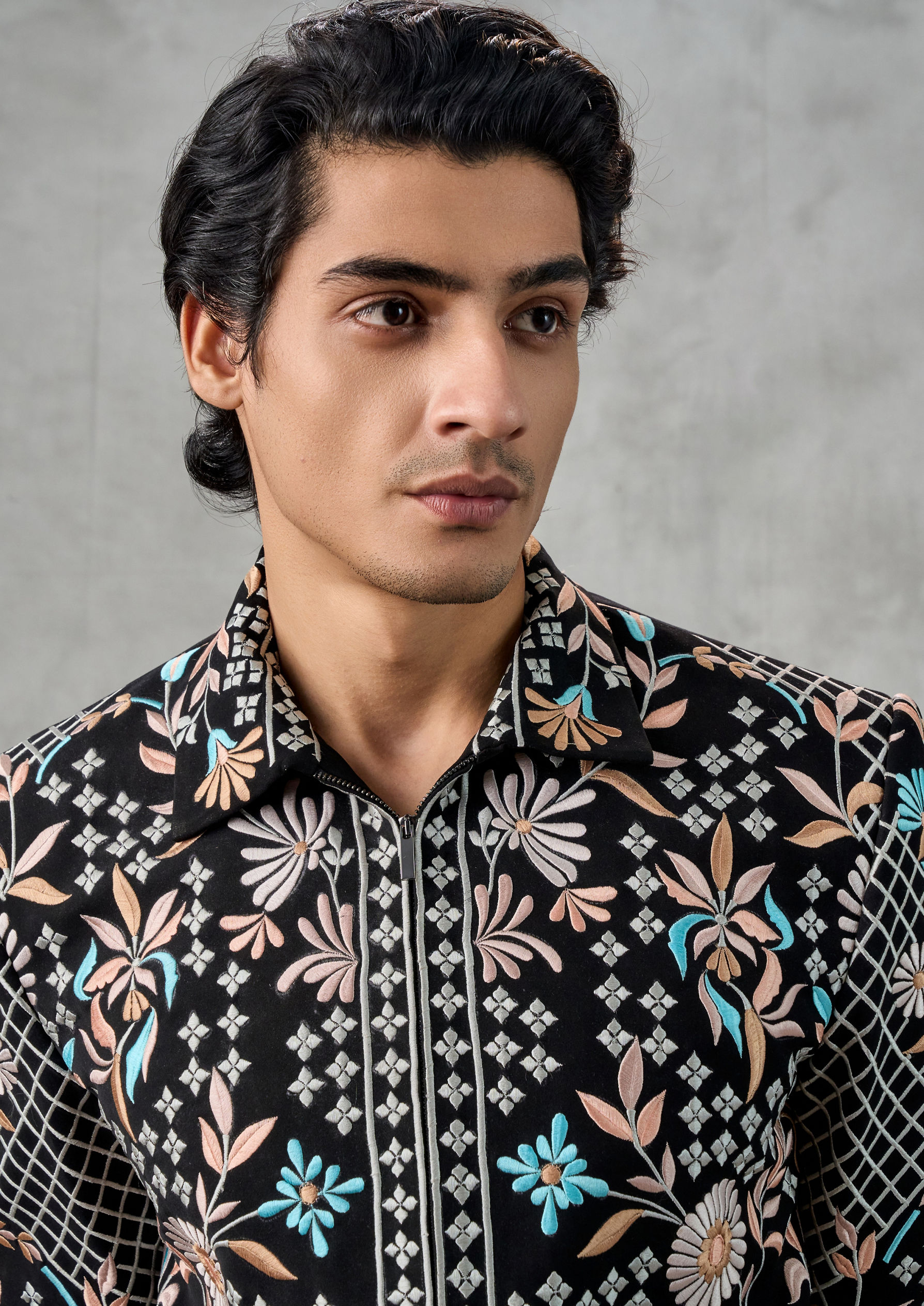 Twamev Men Black Terrywool Dashing Bomber Jacket