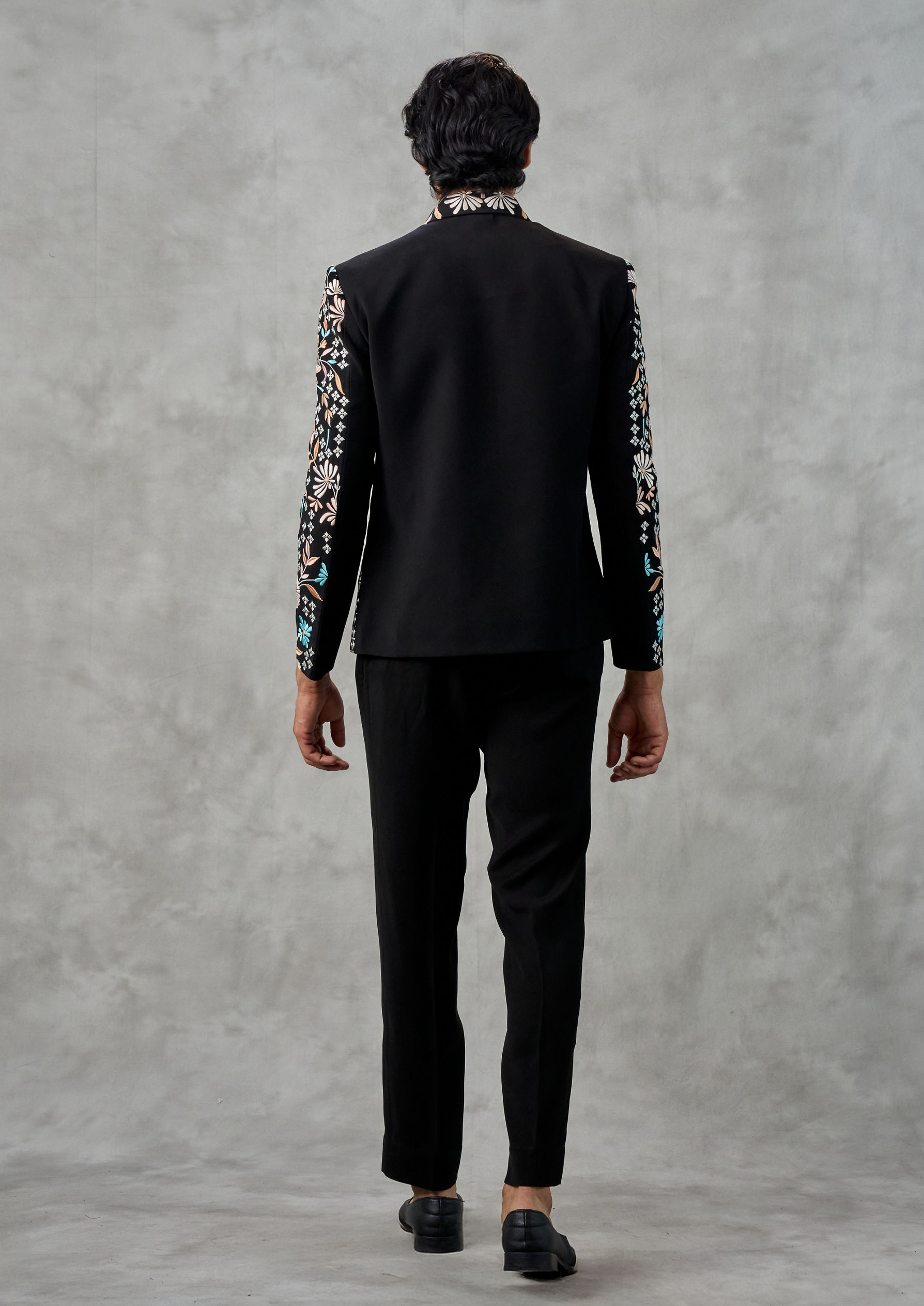 Twamev Men Black Terrywool Dashing Bomber Jacket