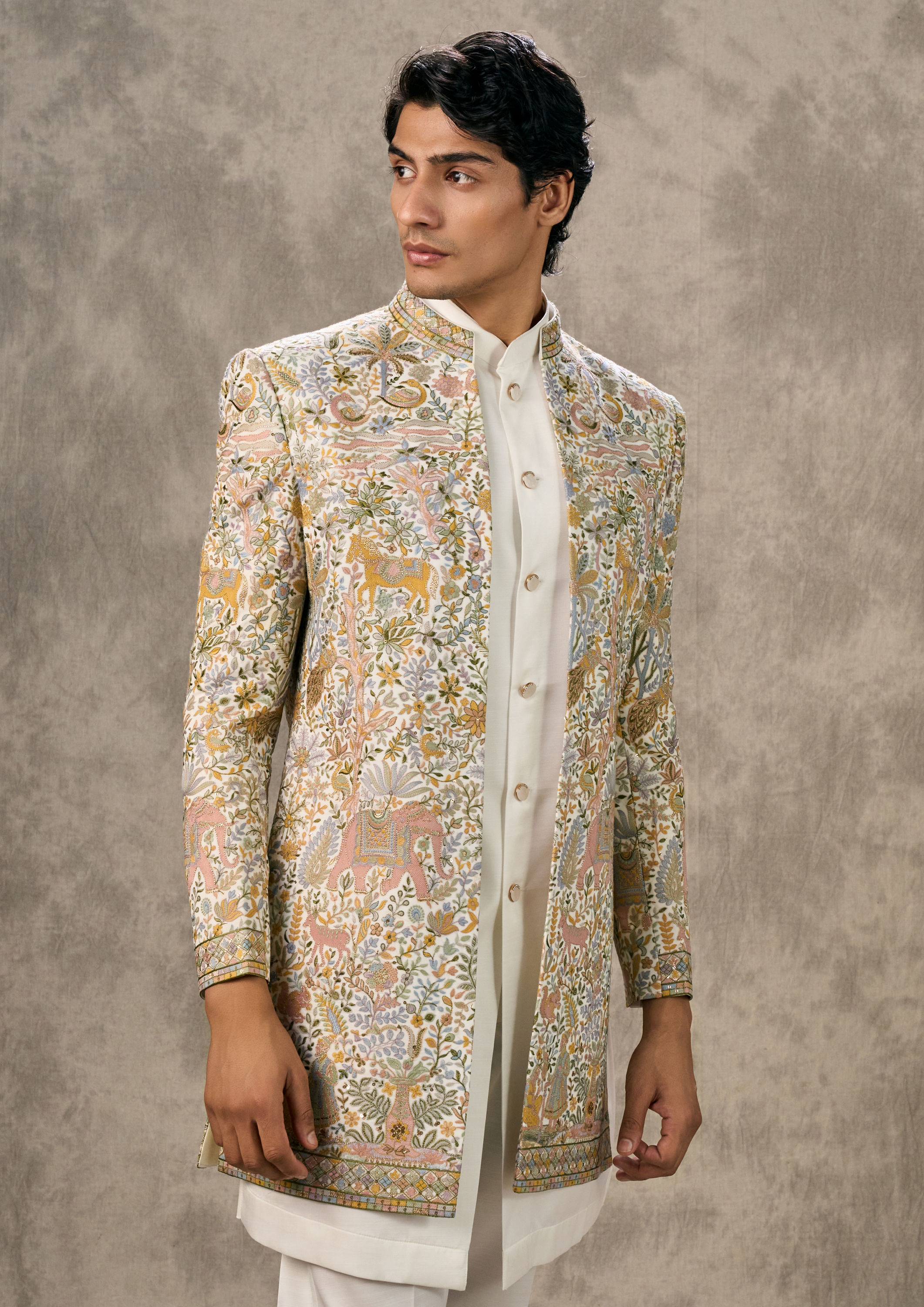 Twamev Men Cream Opulence Indo Western