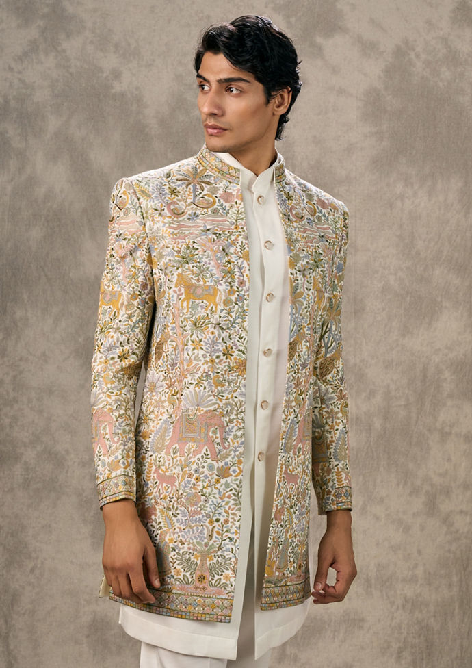 Twamev Men Cream Opulence Indo Western
