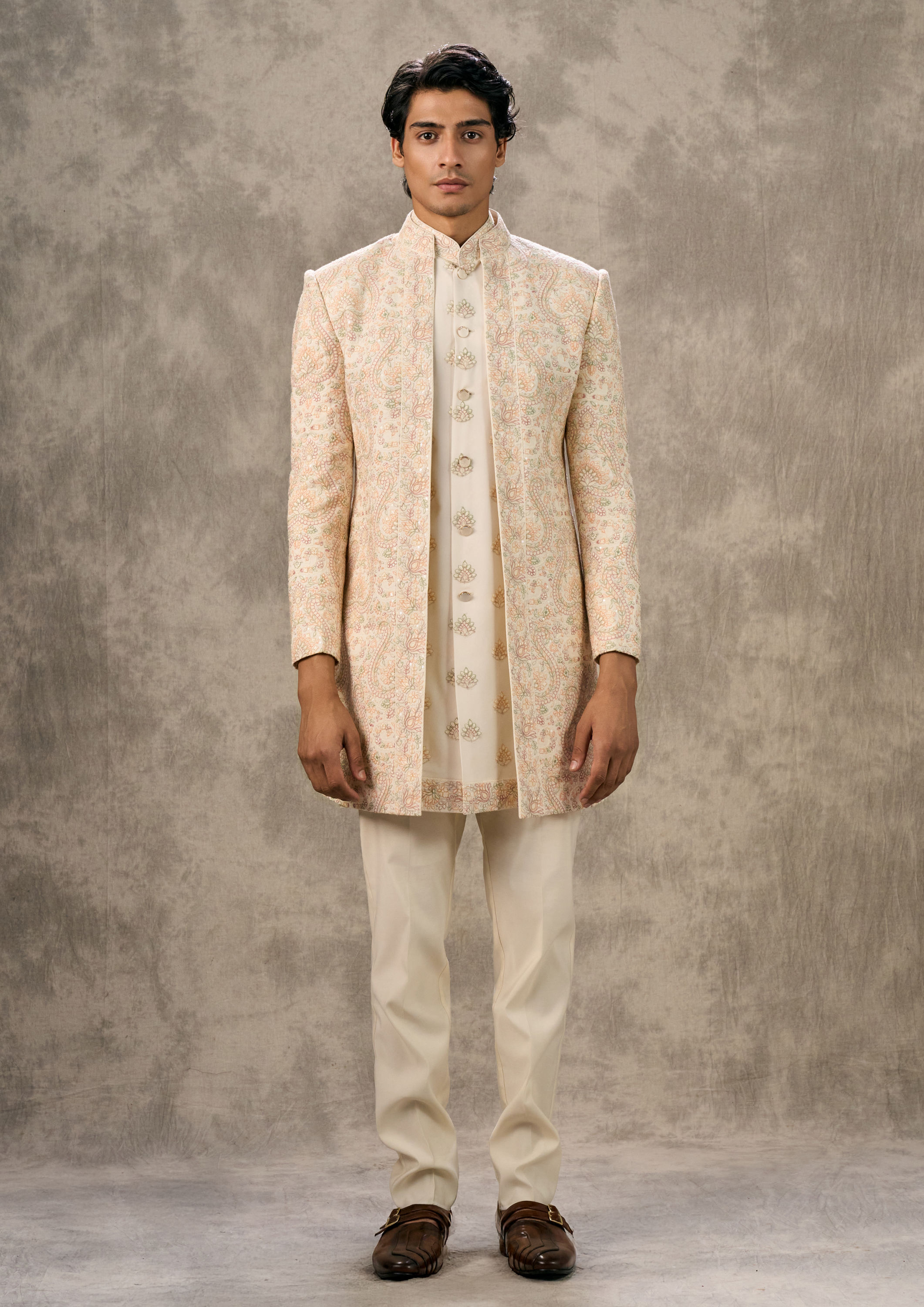 Twamev Men Exquisite Cream Fusion Indo Western