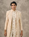 Cream Silk Resham Paisley Embroidered Indo Western Set