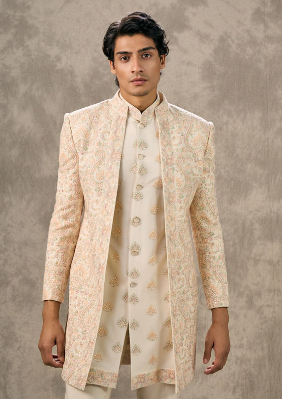 Twamev Men Exquisite Cream Fusion Indo Western