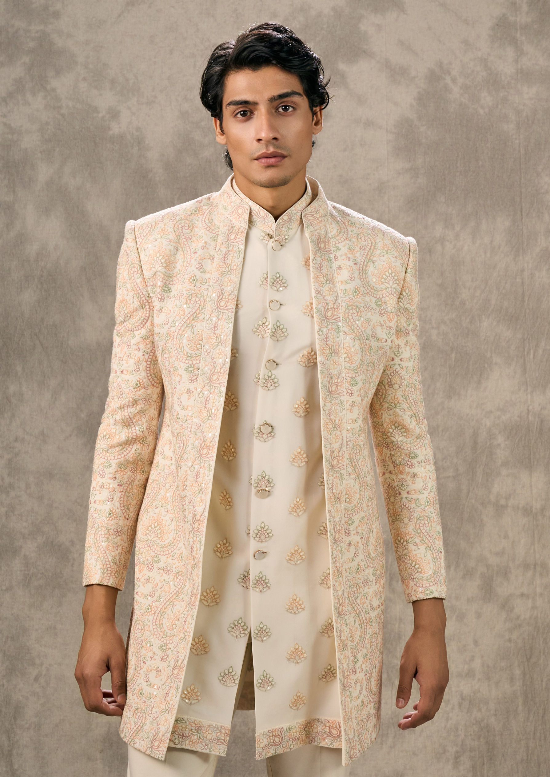Twamev Men Exquisite Cream Fusion Indo Western