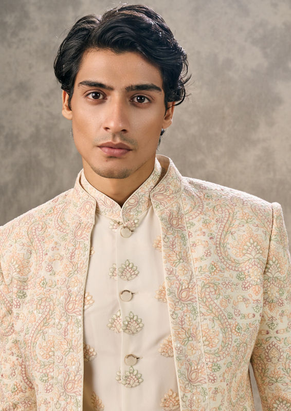 Twamev Men Exquisite Cream Fusion Indo Western