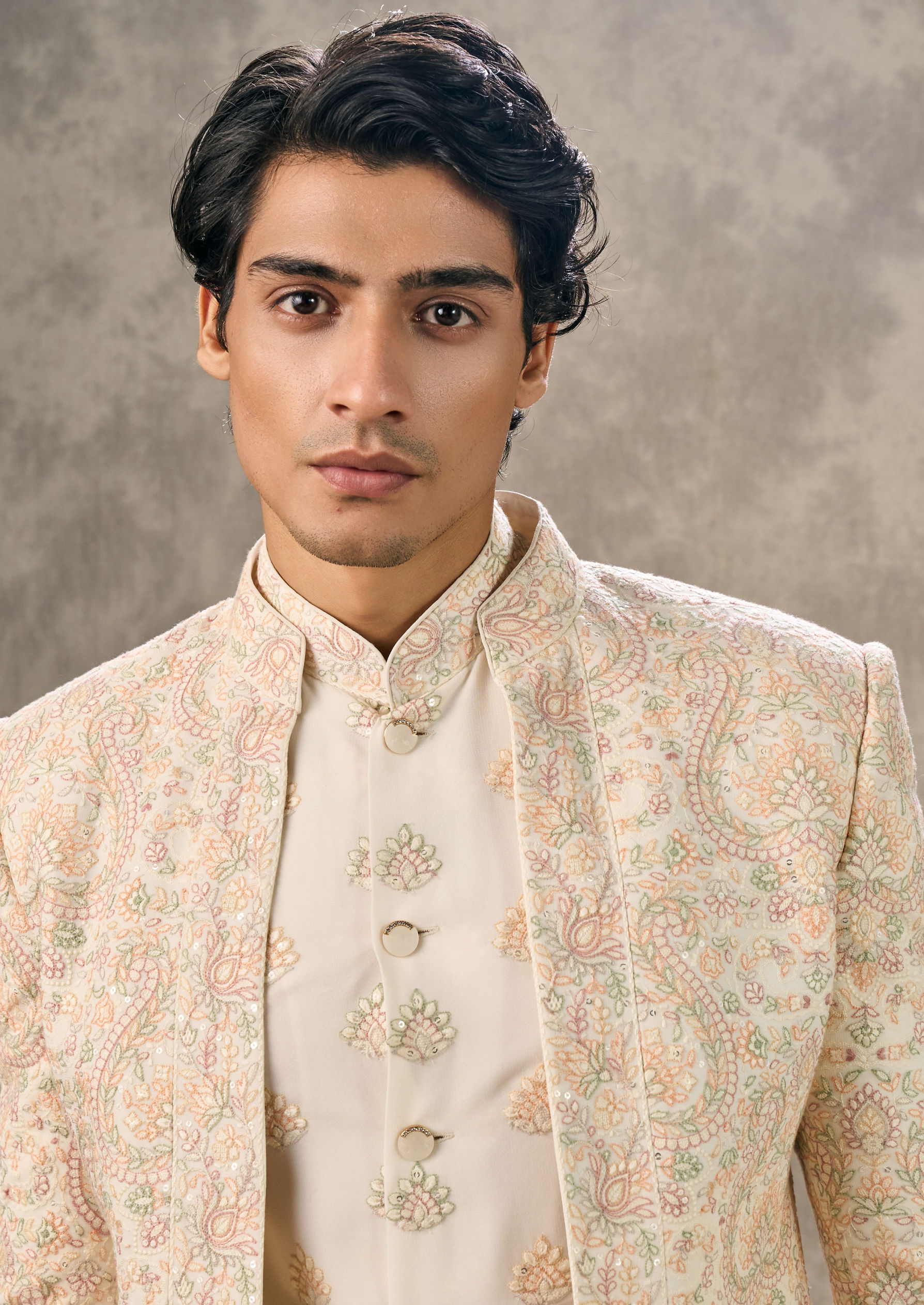 Twamev Men Exquisite Cream Fusion Indo Western