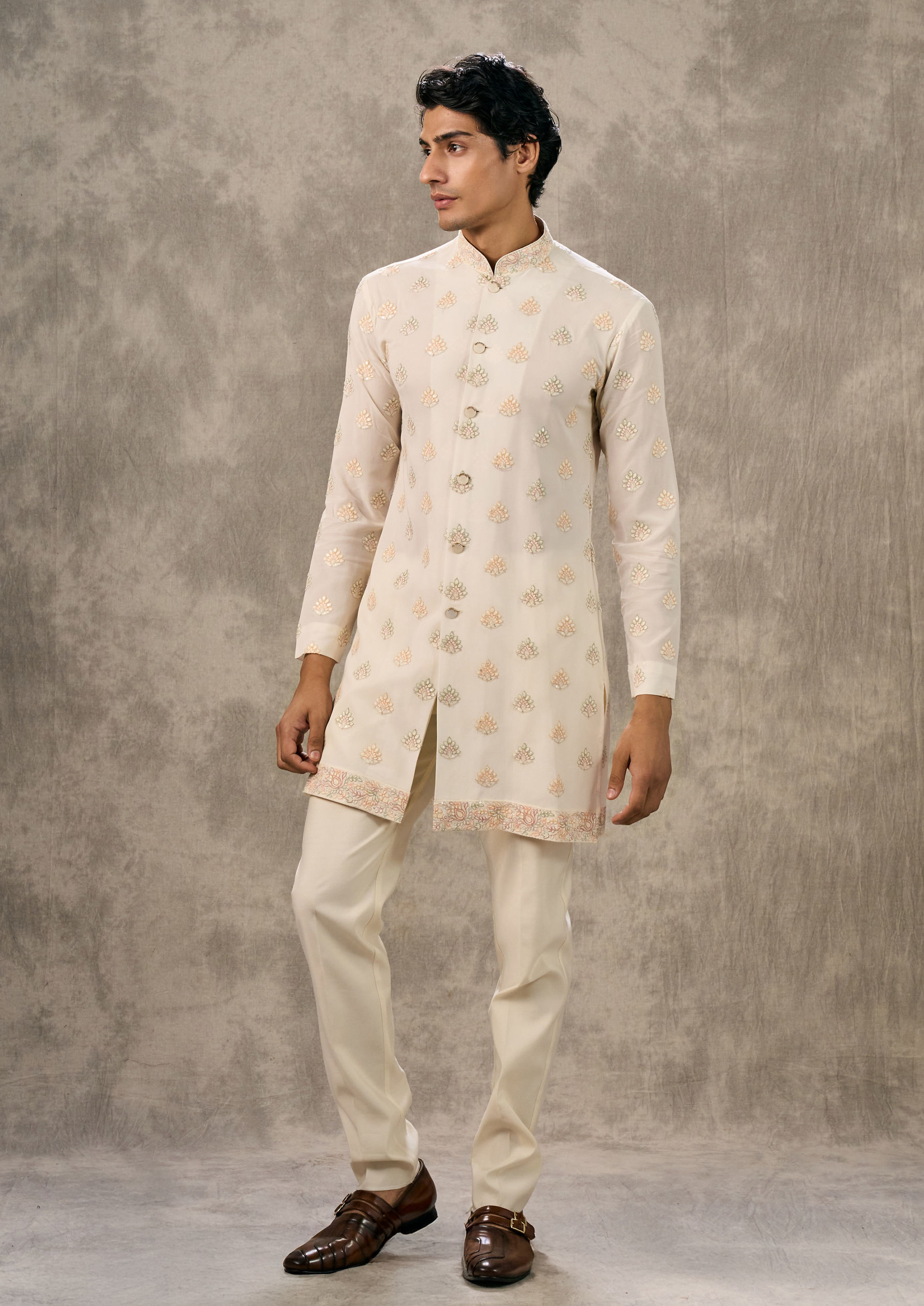 Twamev Men Exquisite Cream Fusion Indo Western