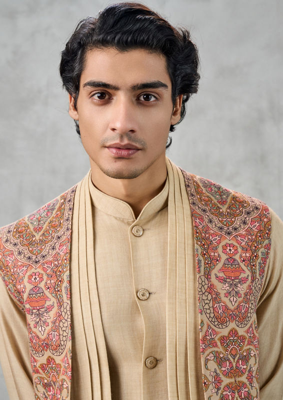 Twamev Men Beige Splendor Indo Western