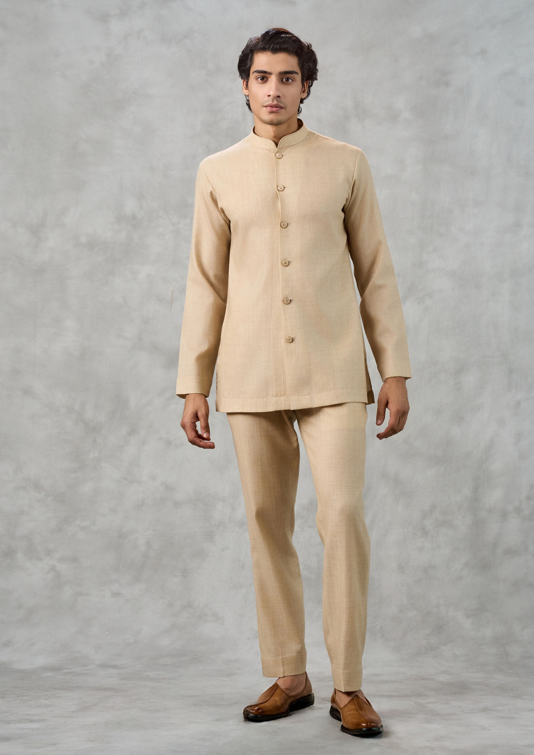 Twamev Men Beige Splendor Indo Western