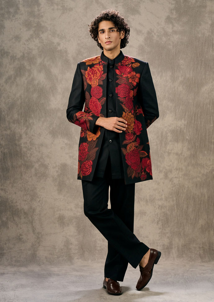 Twamev Men Black Glamor Dagger Indo Western