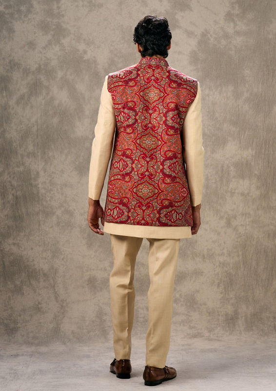 Twamev Men Beige Elegance Indo Western